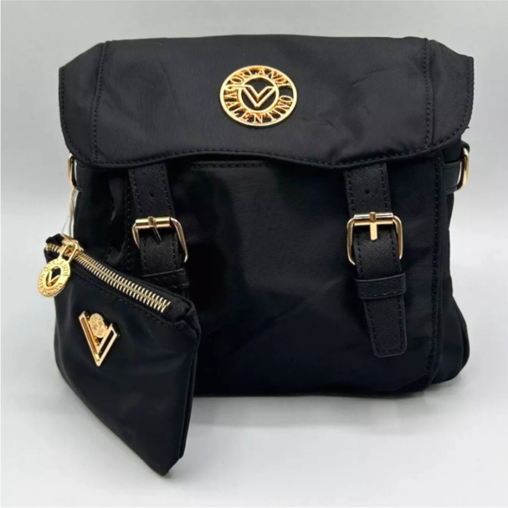 Valentino Orlandi Black Backpack with Gold Details